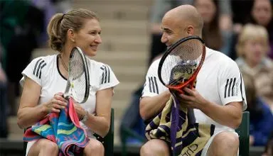 Agassi mit seinem Rivalen Pete Sampras