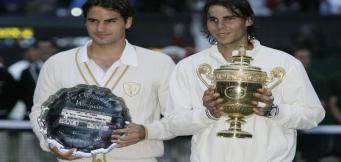 Nadal und Federer beim Wimbledon-Finale 2008.